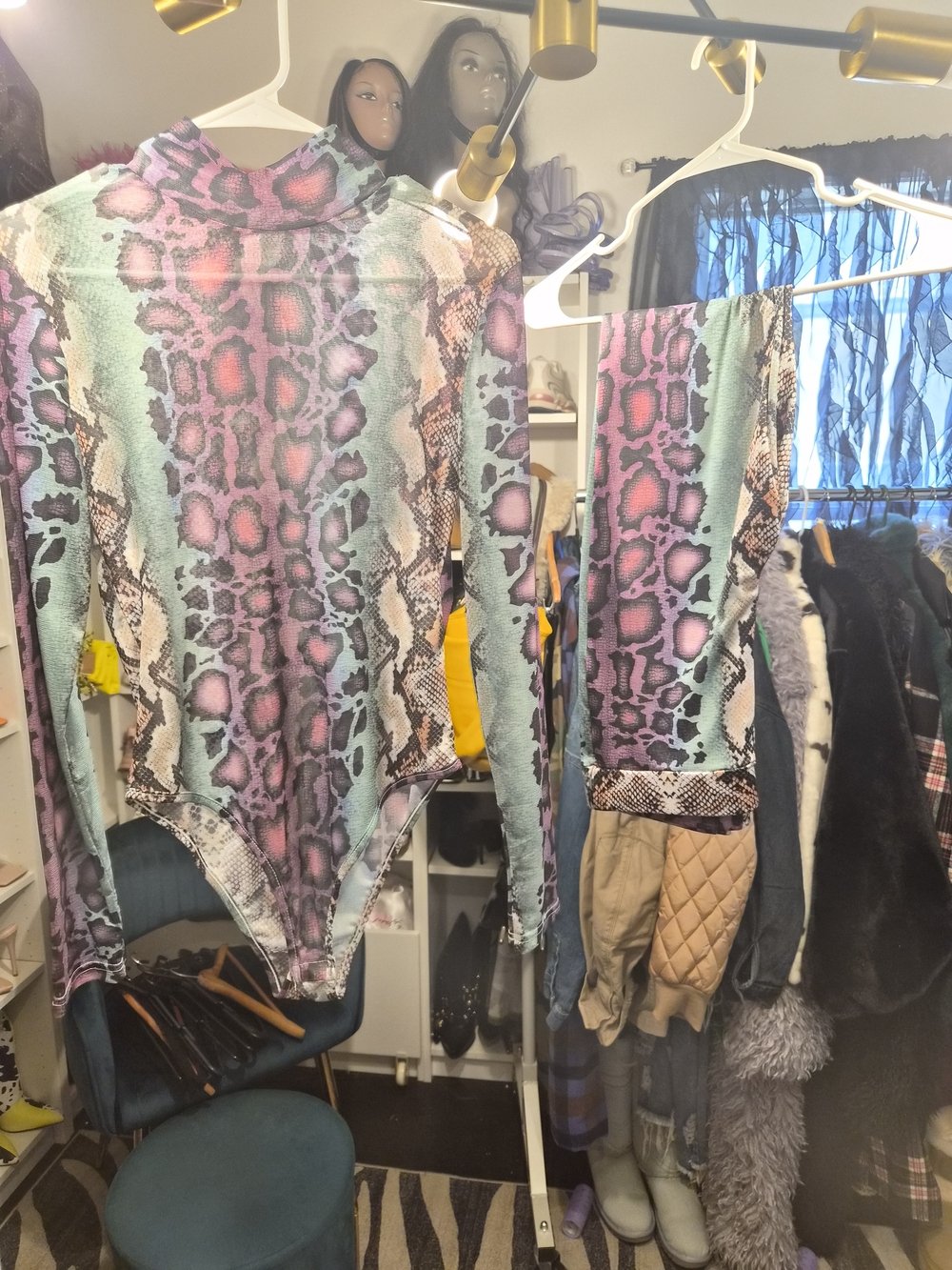 Fashion Nova Purple, Aqua & Pink Snake-Print Top